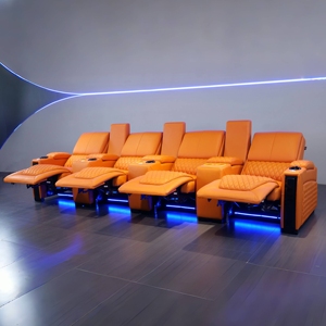 Asientos de <span class=keywords><strong>Cine</strong></span> en Casa Naranja <span class=keywords><strong>Premium</strong></span> con estilo, sofá de teatro artesanal cosido con diamantes de cuero, sillón reclinable eléctrico individual - Product Image 3