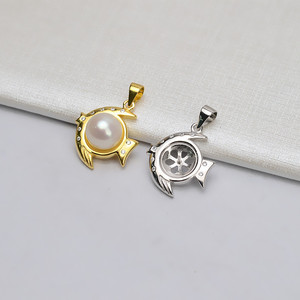 Base para Colgante de Plata S925 con Forma de Pez Pequeño, Personalizable, para Perlas de 10-11 mm, Accesorios para Joyería DIY, Componentes Semiterminados - Product Image 1