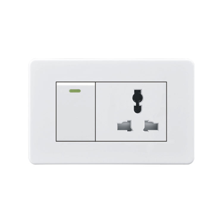 VNX US Standard 8555 Series White Color 1 Gang Wall Socket Switch Multi Grounding Residential / General-Purpose for Home