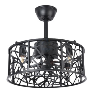 D019 Đèn chùm quạt trần với ánh sáng với điều khiển từ xa lồng quạt công nghiệp đèn E27 lồng cấu hình thấp kèm theo ánh sáng quạt - Product Image 6