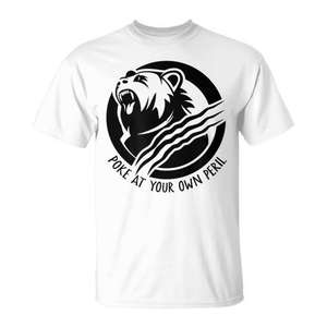 T-shirt Angry Bear Claw avec motif « Poke At Your Own Peril », blanc, pour homme, promotionnel - Product Image 2