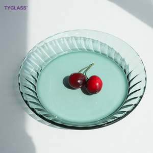 Custom Nordic High Foot Fruit Plate Eco-friendly Borosilicate Glass Coffee Table <strong>Tray</strong> for Soft Decorations <strong>Candy</strong> Snacks Display - Product Image 1