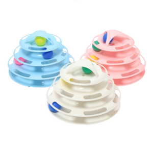 Dropshipping Wholesale4 strati interattivo divertente giradischi Crazy Ball Disk giocattolo per gatti per gattini prodotti per animali domestici pacchetto di cartone - Product Image 1