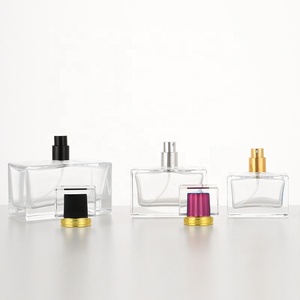 Hot bán bán buôn Chất lượng cao rõ ràng Glass Spray Chai rỗng hình chữ nhật bơm lại nước hoa chai thủy tinh với mũ - Product Image 1