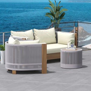 Meubles d'hôtel en aluminium, mobilier d'extérieur moderne en métal, canapé d'extérieur en bois pour jardin - Product Image 3
