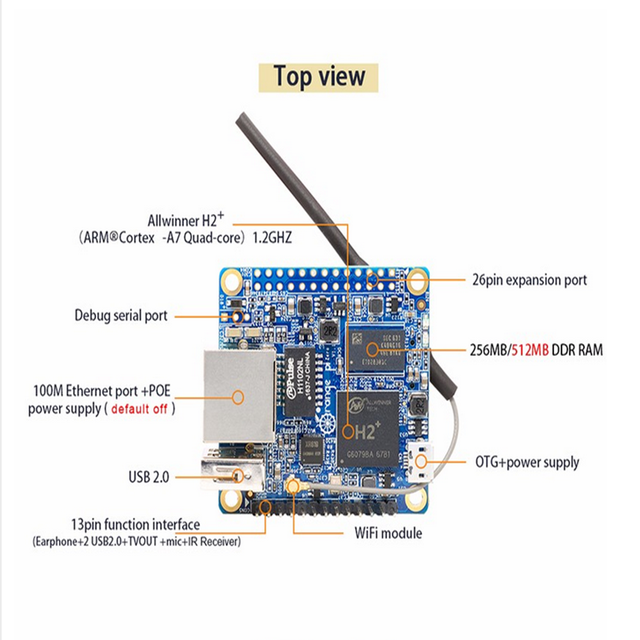 Orange Pi Zero PC Compatible Android Ubuntu 512MB H2 Quad Core WiFi SBC USB Expansion Board