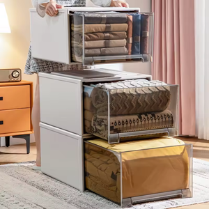 Cajonera Grande <span class=keywords><strong>de</strong></span> Plástico <span class=keywords><strong>de</strong></span> Estilo Moderno con Ruedas, Organizador <span class=keywords><strong>de</strong></span> Armario Resistente y Duradero, Caja <span class=keywords><strong>de</strong></span> Almacenamiento <span class=keywords><strong>de</strong></span> <span class=keywords><strong>Ropa</strong></span> <span class=keywords><strong>para</strong></span> Dormitorio - Product Image 2