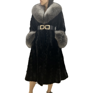 Cappotto Invernale <span class=keywords><strong>da</strong></span> <span class=keywords><strong>Donna</strong></span> in Vera Pelliccia di Visone, Caldo e Morbido, Stile Vintage, Taglie Forti, Giacca con Orlo a Festone, Cappotti in Vera Pelliccia Naturale di Visone - Product Image 1