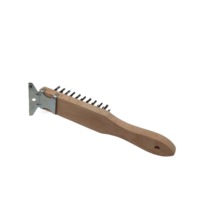 Brosse métallique industrielle et de bricolage avec manche en bois et 4x11 rangées pour le nettoyage et le polissage (OEM disponible)