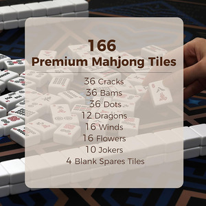 Ensemble de Mahjong américain complet <span class=keywords><strong>pour</strong></span> les voyages, sac de transport pliable imprimé rose, 166 tuiles blanches de qualité supérieure, jeu de <span class=keywords><strong>poker</strong></span> <span class=keywords><strong>pour</strong></span> débutants - Product Image 2