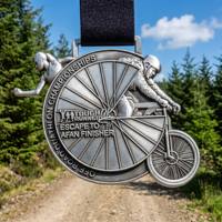 Médailles sportives sur mesure pour duathlon tout-terrain, récompense 3D personnalisée en relief, en alliage de zinc, finition argent antique, pour course à pied et cyclisme