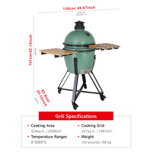 <span class=keywords><strong>SEB</strong></span> KAMADO/ Vente flash - Système de cuisson extérieur quatre-en-un de 18 pouces - Barbecue en céramique Kamado avec tables latérales pliables et support en acier - Product Image 6