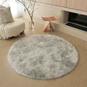 Alfombra Redonda de Felpa de Color Sólido, Estilo Moderno, para Sala de Estar, Dormitorio o Estudio, 120 cm de Diámetro - Product Image 1