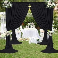 Tirai latar belakang hitam 2 panel 5 kaki x 7 kaki untuk pesta kerut gratis tirai foto hitam dekorasi latar belakang kain HS1539