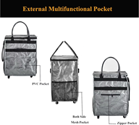 Sac de courses réutilisable en PLA avec roulettes, grande capacité, chariot de courses pliable, sac à roulettes, poignée robuste (argent moyen)