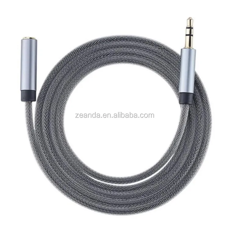 Customized 3.5mm braided Audio cable male to female Audio extension cable for Car Aux Audio Cable
