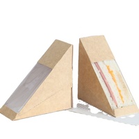 Vente en gros Boîte à sandwich emballage sandwich en papier kraft avec fenêtre emballage de pain petit déjeuner pain dessert