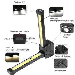 Lampada da Palestra Portatile per Posing, LED Magnetico Ricaricabile Pieghevole con Gancio, Lampada da Campeggio, Torcia LED Portatile, Luce da Lavoro - Product Image 3