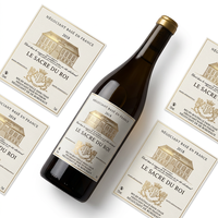 Étiquettes autocollantes en aluminium gaufré avec logo personnalisé pour bouteilles de vin blanc et rouge