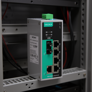 Commutateur PoE non géré 4 ports Moxa EDS-P206A-4PoE-M-ST à montage sur rail DIN pour entreprise - Product Image 3