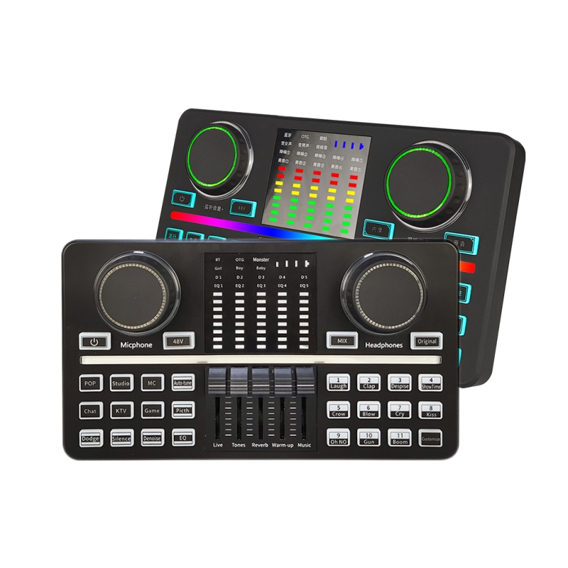 Микрофонный миксер 48 В, цифровой аудио интерфейс, Подкаст, беспроводное соединение, звуковая карта, перезаряжаемый подкалер для телефона, компьютера, ПК