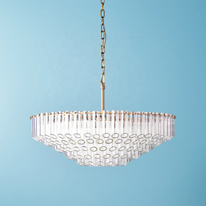 Lámpara Colgante Moderna de Latón Antiguo con Tubo de Vidrio Transparente Rosa Ámbar, Iluminación para Villa o Restaurante, Lámpara de Araña Redonda Grande Estilo <span class=keywords><strong>Oldfield</strong></span> para Interiores - Product Image 3