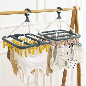 Estante rectangular multifuncional para secar calcetines con clips para organizar la ropa del baño, tipo gancho - Product Image 4