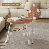 Table d'appoint pliante ronde avec pieds en métal, table de chevet portable pour salon, chambre à coucher, bureau, table de nuit