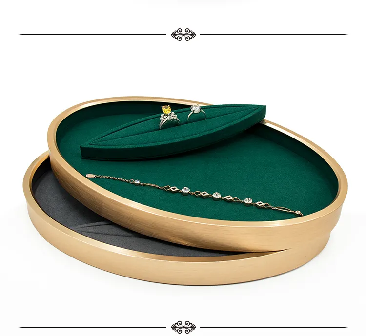 Moda elegante metal oval multi-funcional anel colar pulseira jóias vitrine bandeja de exibição para vitrine