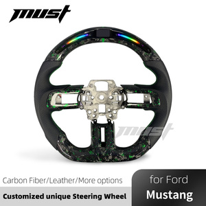 Volant personnalisé en fibre de carbone forgée verte pour <span class=keywords><strong>Ford</strong></span> <span class=keywords><strong>Mustang</strong></span> S550 2015-2023 <span class=keywords><strong>GT</strong></span> <span class=keywords><strong>350</strong></span> 500 Shelby avec affichage LED intelligent du régime moteur - Product Image 2