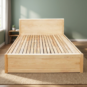 1.8m Oak Wood <b>Bed</b> with Storage Soft Modern Design for Bedroom Hotel Apartment Solid Wood Load-Bearing 250kg-450kg for All Ages - Product Image 2