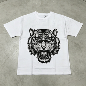 Custom Logo Men's White Tiger Print T-Shirt Short Sleeve O-Neck Casual Cotton Jersey <b>Animal</b> <b>Pattern</b> Streetwear T-shirt - Product Image 2