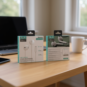 Auriculares estéreo S&N con cable y micrófono para dispositivos iPhone y Android - Product Image 3