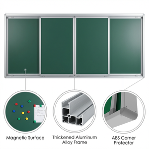 <span class=keywords><strong>Tableau</strong></span> noir coulissant vert pour l'école, <span class=keywords><strong>tableau</strong></span> blanc magnétique <span class=keywords><strong>mural</strong></span> pour salle de classe, grande taille, <span class=keywords><strong>tableau</strong></span> d'écriture pédagogique, cadre en aluminium - Product Image 1