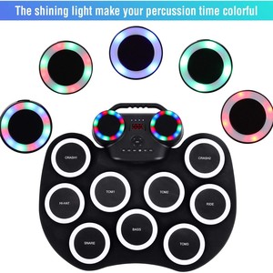 Portable Electronic Drum Set Roll-Up With Flashing Lights Built-In Speaker Lithium Battery 128 Tones - Product Image 2