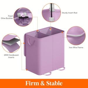 136L Purple <b>Large</b> Laundry <b>Baskets</b> Freestanding Laundry Hampers Collapsible Clothes Hamper with Reinforced Handles - Product Image 2