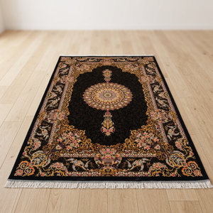 Tapis artisanal en pure soie, moderne, noué à la main, de luxe, lavable, motif personnalisé, antidérapant, épaisseur 2-3 mm, pour salon et chambre. - Product Image 5