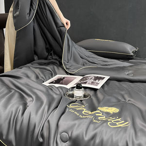 Couette d'été fraîche pour hôtel Couette <span class=keywords><strong>de</strong></span> luxe glacée soyeuse Couvre-<span class=keywords><strong>lit</strong></span> <span class=keywords><strong>de</strong></span> couleur unie Couette d'été duplex lavée Couverture <span class=keywords><strong>de</strong></span> refroidissement - Product Image 5