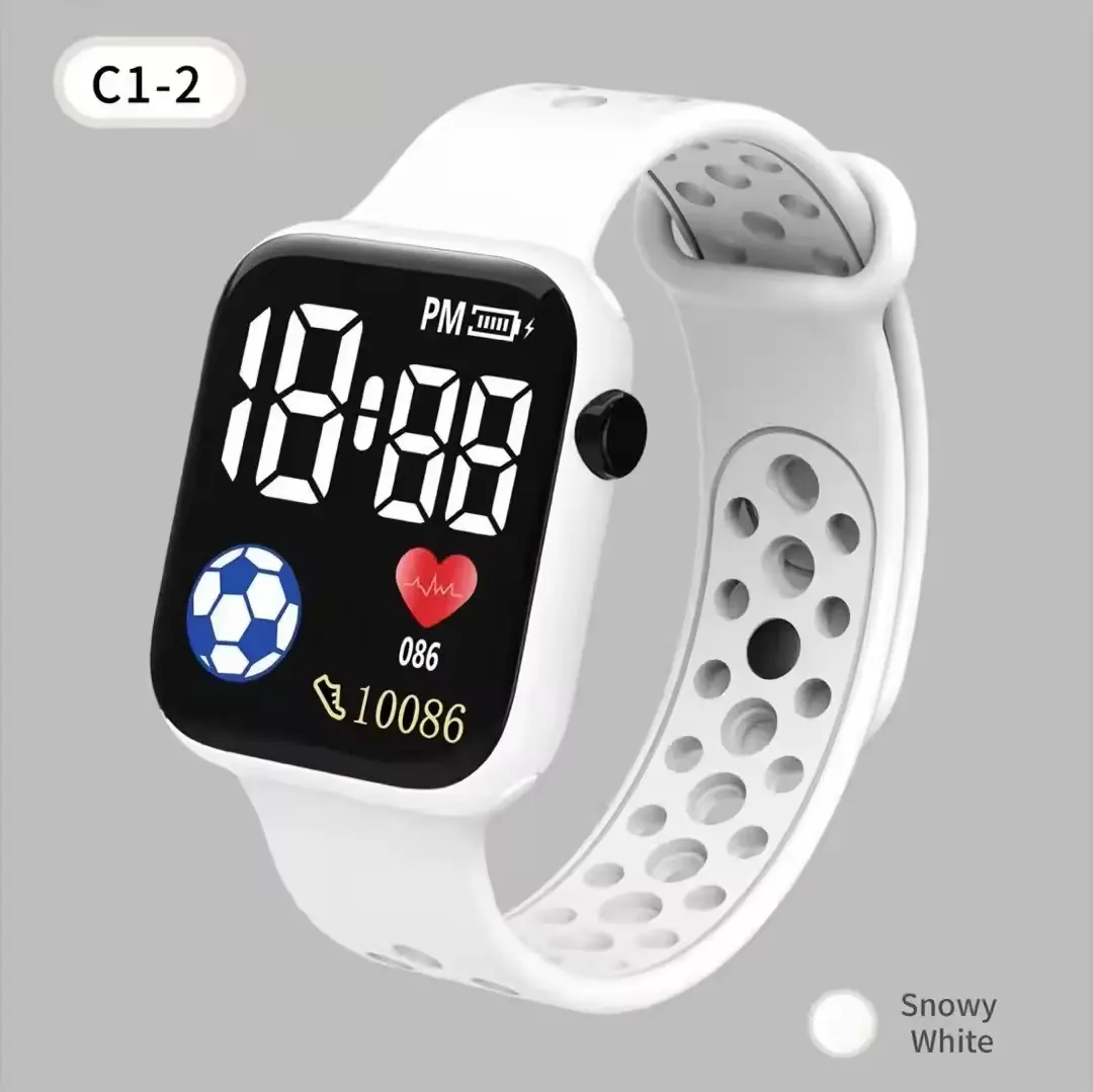 Grosir 2024 baru C1-2 plastik LED gelang elektronik Digital olahraga karet jam tangan jam untuk pria