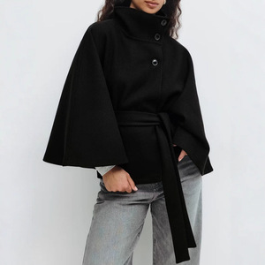 Abbigliamento <span class=keywords><strong>Donna</strong></span> Stile Europeo-Americano Cappotto Giacca Autunno Inverno Mantella Tinta Unita Collo Alto Monopetto Abiti <span class=keywords><strong>Invernali</strong></span> da <span class=keywords><strong>Donna</strong></span> - Product Image 5