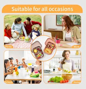 Boîte à bento haute capacité à 3 compartiments, étanche, sans BPA, en silicone de qualité alimentaire, pour conserver la fraîcheur, utilisable au micro-ondes et au lave-vaisselle - Product Image 6