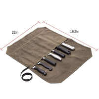 Étui à couteaux en toile multi-usages personnalisé sac à main pliable décontracté avec fermeture à glissière stockage de voyage durable pour couteau à rouleau du chef