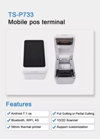 Nouveau terminal Android Mini POS à écran tactile de 7 pouces avec imprimante thermique de 80mm