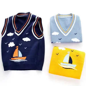Children's Cotton V-Neck Pullover Infant Boys Girls Knit Top Kids Sweaters Vest for Spring Autumn Clothing