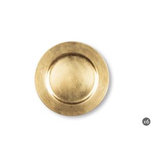 Ensemble de 6 assiettes de présentation Excelsa en plastique doré, diamètre 33 cm, vaisselle de fête - Product Image 1