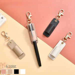 In stock: Lychee-patterned <b>leather</b> pen holder/<b>keychain</b>, nurse's pen clip/glasses clip, portable pen hook. - Product Image 1