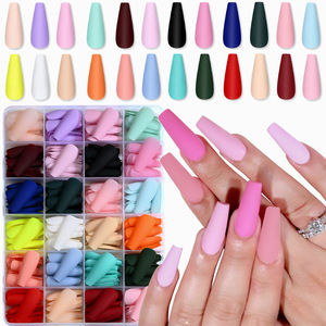 576 Uds./caja <span class=keywords><strong>Uñas</strong></span> Postizas Francesas Cortas Cuadradas de Colores Variados, <span class=keywords><strong>Uñas</strong></span> Francesas Blancas y Rosas Brillantes de Cobertura Completa, Puntas de <span class=keywords><strong>Uñas</strong></span> de Gel Suave - Product Image 1
