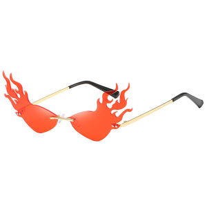<strong>Fashion</strong> Luxury Trending New <strong>Design</strong> Fire Wave Flame Rimless Sun <strong>Glasses</strong> Wide Side <strong>Party</strong> Women Men Sunglasses - Product Image 3