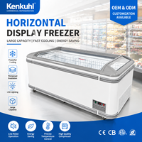 Congélateur horizontal à porte vitrée Kenkuhl, congélateur commercial, vitrine de présentation pour supermarché
