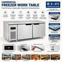 Table de travail commerciale sur mesure OEM en acier inoxydable pour congélateur, comptoir de préparation pour hôtel, restaurant, cuisine
